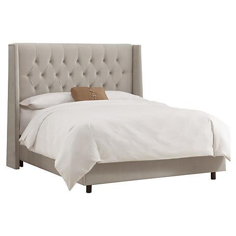 Buy velvet fabric hotel high back designer bed frame  ,king size beds wooden beds at wholesale prices