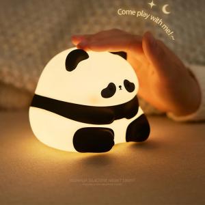Quality Cute Panda Led Light Usb Rechargeable Portable Night Lamp Touch Light kids table lamp Silicone Night Light For Kids for sale