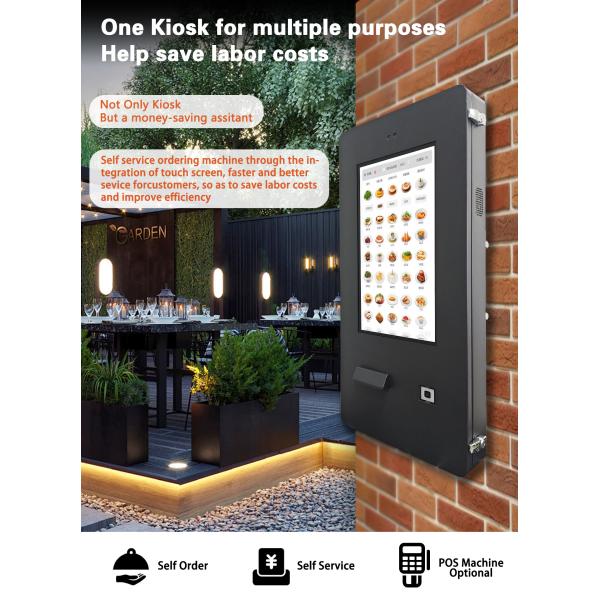 24 Inch Self Service Touch Payment Kiosk With Outdoor Ordering Tickets Software System