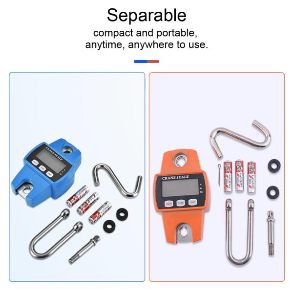 Digital Hook Scale LCD Smart Electronic Professional Waterproof Detachable Hook Industrial Scale Hanging Blue Orange