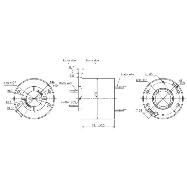 38.1mm Through Hole Ethernet Slip Ring For Packaging Machine
