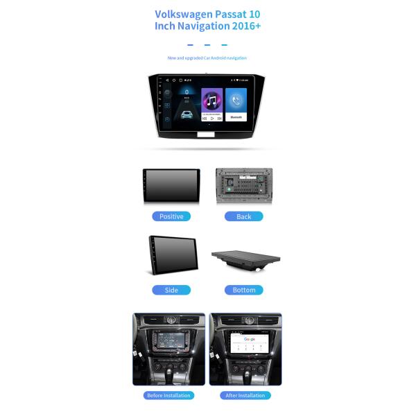 10 Inch Google Maps GPS Bluetooth Car Navigation 8 Core For Volkswagen Passat 2016+