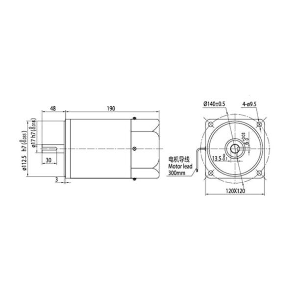 round shaft gear motor drawings