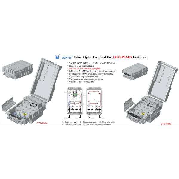 FTTH 16 núcleos caja de Terminal óptico de fibra de interior y exterior IP65 1x16 SC FTTH Fiber Optic Splitter Box