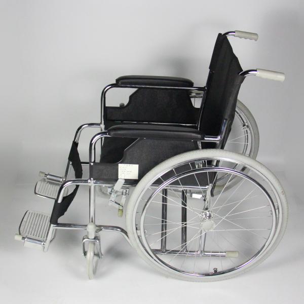 Robust Double Crossbar Folding Steel Wheelchair Black Customizable