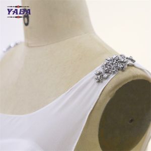 New fashion jewel beaded sleeveless long chiffon bridal sexy transparent dresses