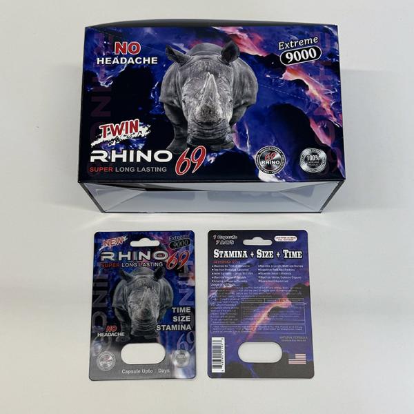 Custom Designed Rhino 69 Male Enhancement Pill Box Packaging Recyclable