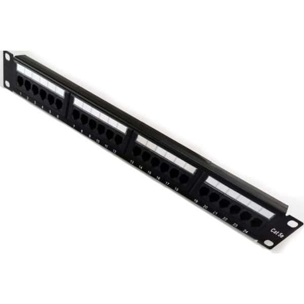 Black RJ45 1U 19" FTP UTP 24 Ports Cat5e Network Patch Panel