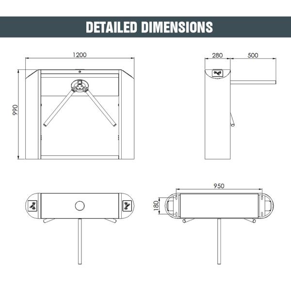 SS304 Stainless Steel Full Automatic Three Arm Tripod Turnstile Gate