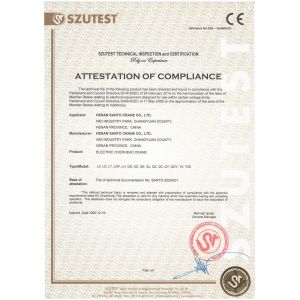 HENAN SANTO CRANE CO.,LTD Certifications