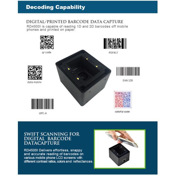 Fixed mount barcode and qr code scanner data matrix micro USB barcode scanning module for ATM self service kiosks