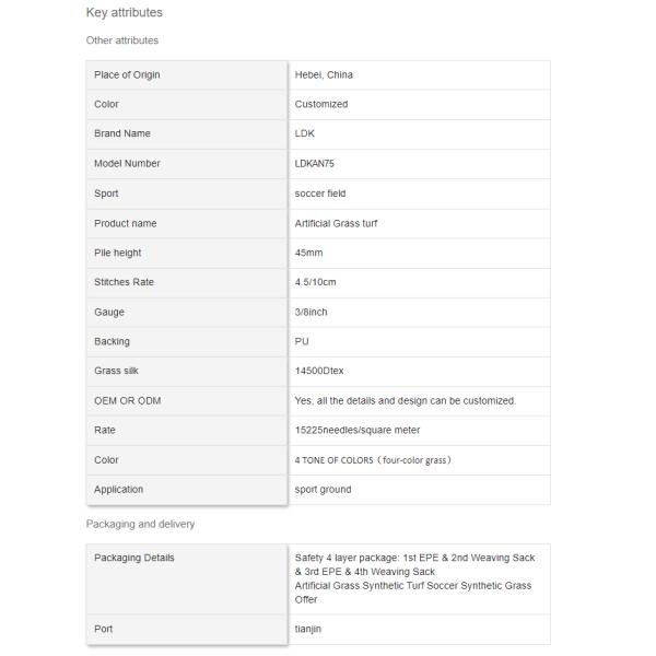 High quality Popular Artificial Turf 45MM Artificial Grass Carpet