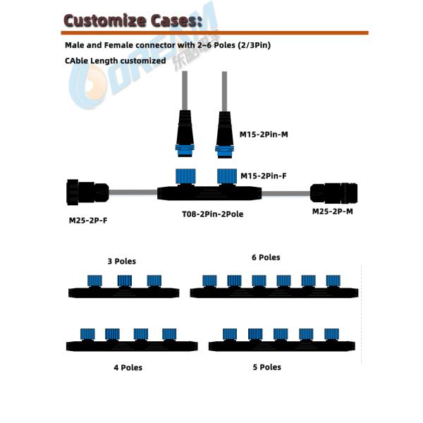 DTEAM-START LED Street Light Power Module Waterproof 4 Branch Cable Connector
