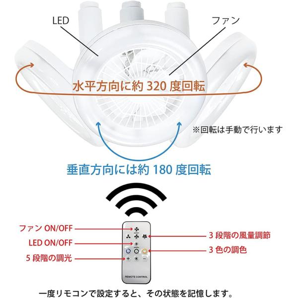 Socket Fan Light with Remote Control 3 Colors Dimmable LED Ceiling Fan 14W for Bedroom Kitchen Storage Room