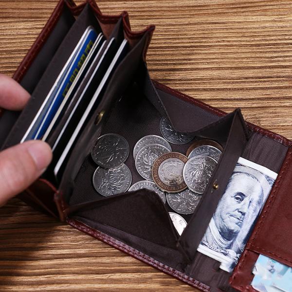 Custom Logo Avaliable Real Leather Minimalist Wallet for Men Short Card Holder Wallet With Coin Pocket