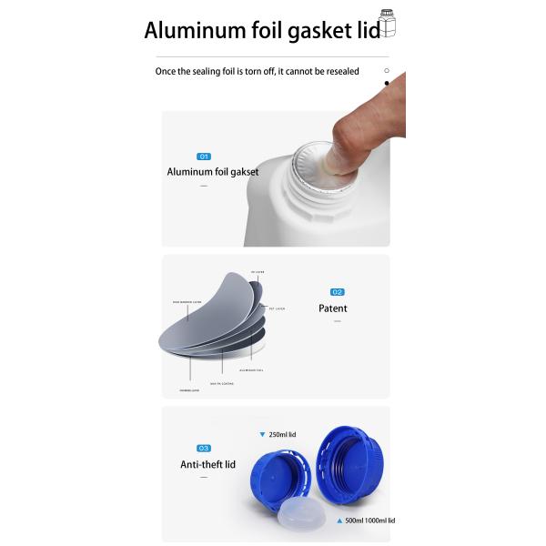 500ml Square Plastic Screw Top Bottles Tamper Proof Hdpe Bottles For Pharmaceutical
