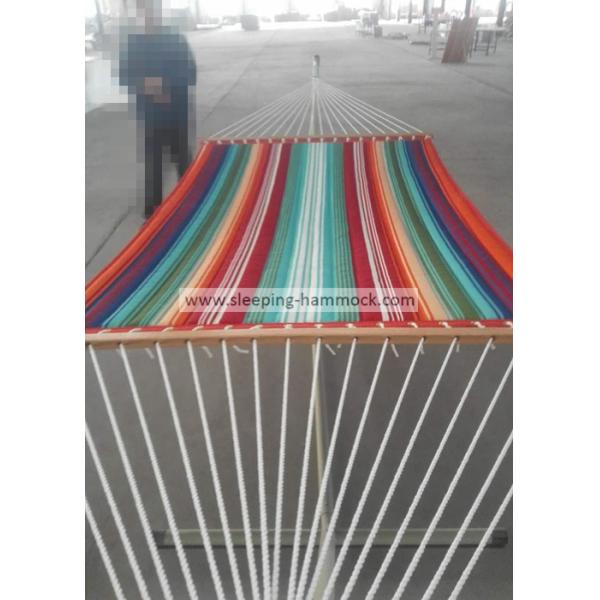 Lightweight Folding Quilted Fabric Hammock , Blue And White Striped Hammock Reversible