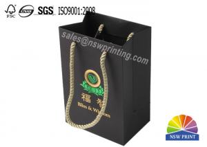 China Green Color Foil Hot Stamping Black Cardboard Durability Paper Bags OEM / ODM on sale