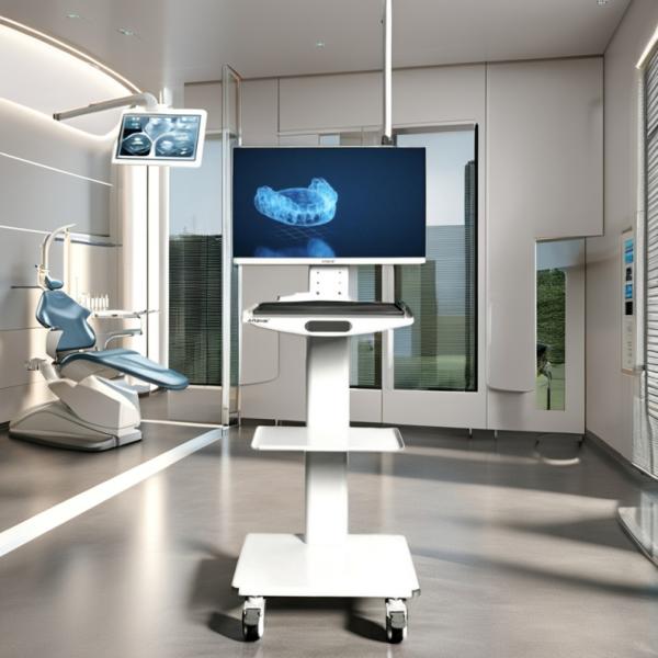 Oral Scanner Mobile Nursing Cart White Color Mobile Dental Trolley With Power Outlet Multi-Function Mobile Lab Cart