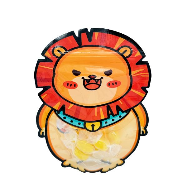 Custom Design Animal Shape Stand Up Pouches with Zipper Clear Window for Kid Snack, Dry Food, Candy, Cookies Packaging