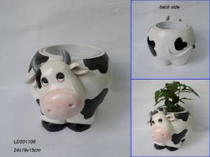 Quality Polyresin animal flower vases, cow vase for sale