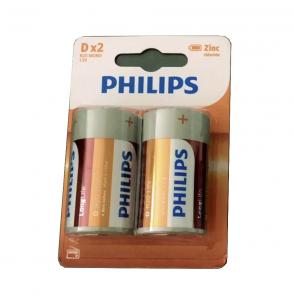Quality R20 Philips Long Life Zinc Chloride Battery 7500mAh Zero Harmful Heavy Metals for sale