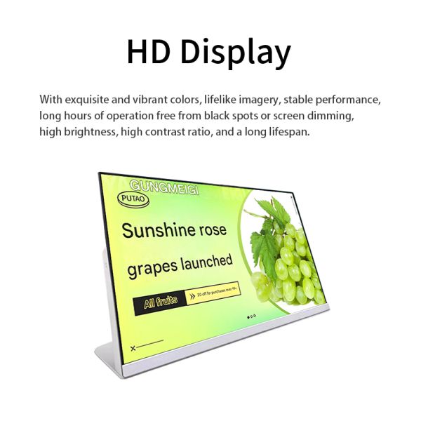 23.8" Digital Menu Board Wall Mounted Smart Advertising Display Electronic Restaurant Screen WiFi Cloud
