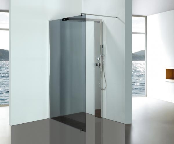 Buy Grey Glass Bathroom Shower Enclosures With Stainless Steel Shower Column Panels at wholesale prices
