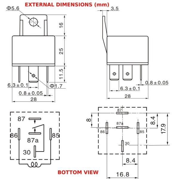Transparent Hella 5 Pins PTSD Universal Horn Relay With Spring Braided Wires