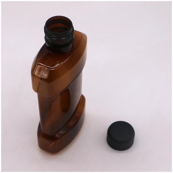 Screen Printing 500ml PET Unique Shape Liquid Mouthwash Plastic Bottle with Screw Cap