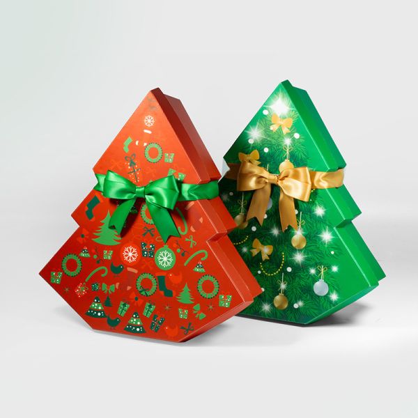 Christmas Tree Shaped Gift Box Elegant Presentation Package Paper Box Printing Designed For Supermarket Shopping Mall Christmas Event