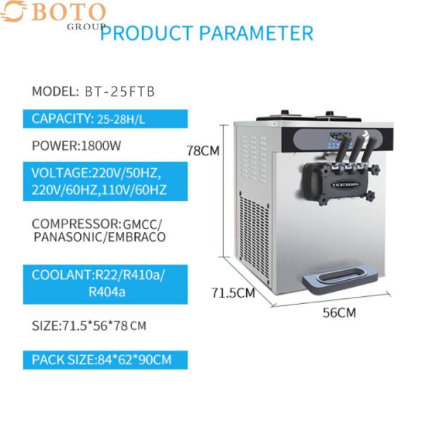 Food Machine BT-25ftb Soft Ice Cream Making Machine Refrigerant