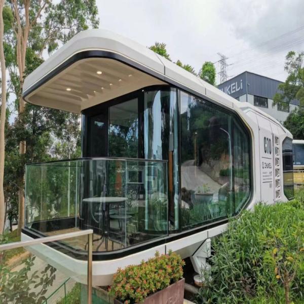 Tempered Glass Movable Prefabricated Tiny Space Capsule House for Customized Color