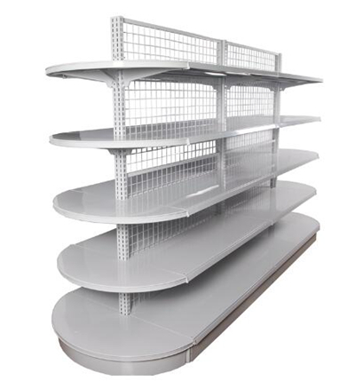 Double Faced Supermarket Display Racks , Black Gondola Convenience Store Shelving