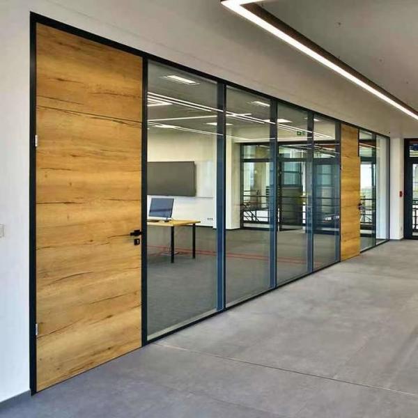 STC 42-48db Office Partition Wall Vertical Aluminium Frame Glass Partition