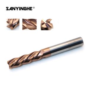 China 12mm Long Shank End Mill HRC55-60 4 Flutes CNC Milling Cutter  Flat Carbide on sale