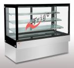 Square Glass Cake Display Case Orchid LED Light Custom Refrigerated Display