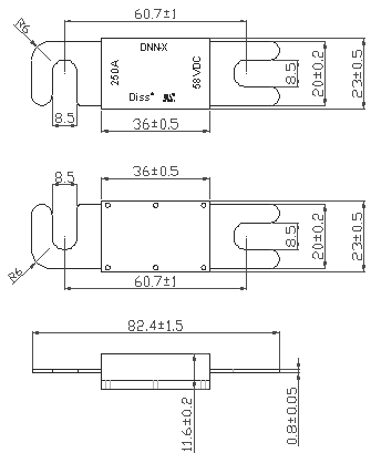 Electric Wood Shell Car Cartridge Fuse , 58VDC 300 Amp Inline Fuse