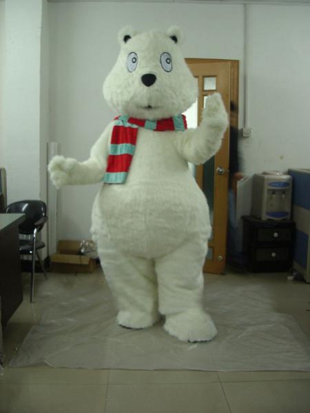 Buy Lovely White Bear Cartoon mascot costumes,advertising animal mascot,theme party costumes at wholesale prices