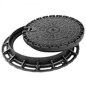 China 500mm Round Cast Iron Manhole Cover Black Iron / Ductile Iron Frame on sale