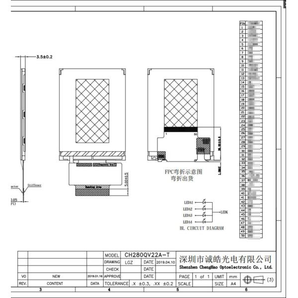 2.8" 240x320 Resistive Touch Screen Monitor With SPI MCU Interface