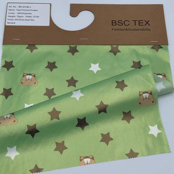 Plain 50D X 50D Graphic Print Fabric Pearl Film Puffer Jacket Polyester Pongee Material