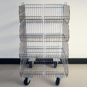 Quality Stackable Chrome Wire Basket Display Rack With KD Structure for sale