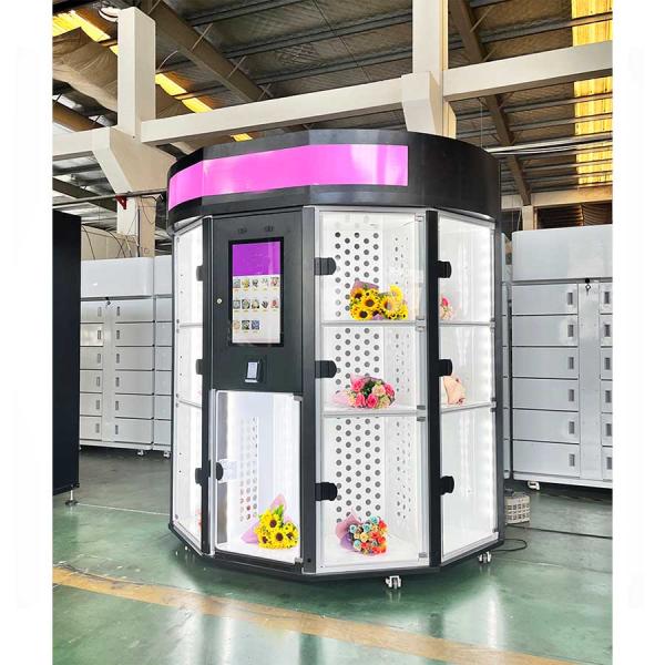Cooling 34 Lockers Big Size Flower Vending Machine Bill Coin And Card Reader 21.5 Inches Screen