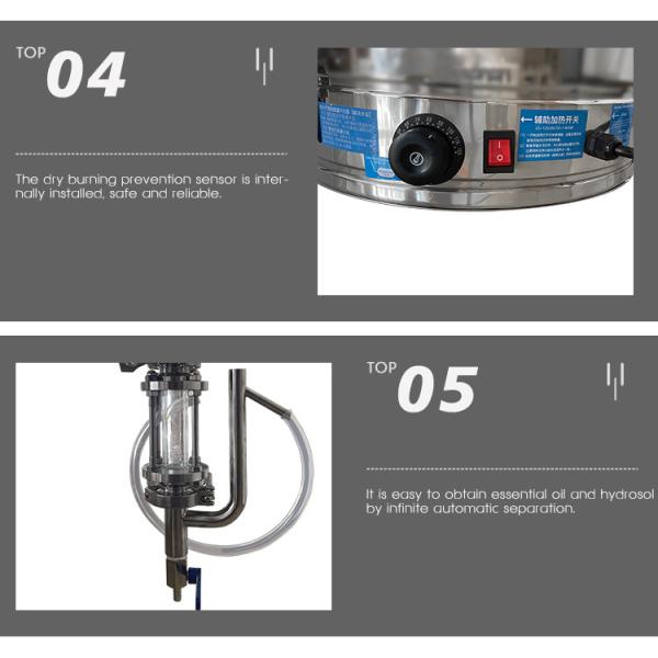 Essential Oil Extractor Distillation Vacuum Steam Stainless Steel 25L