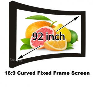 China Curved Fixed Frame Matt White Projection Screen 92 16:9 Ratio 1080p Projector Screens on sale