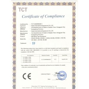 Dongguan Haida Equipment Co.,LTD Certifications