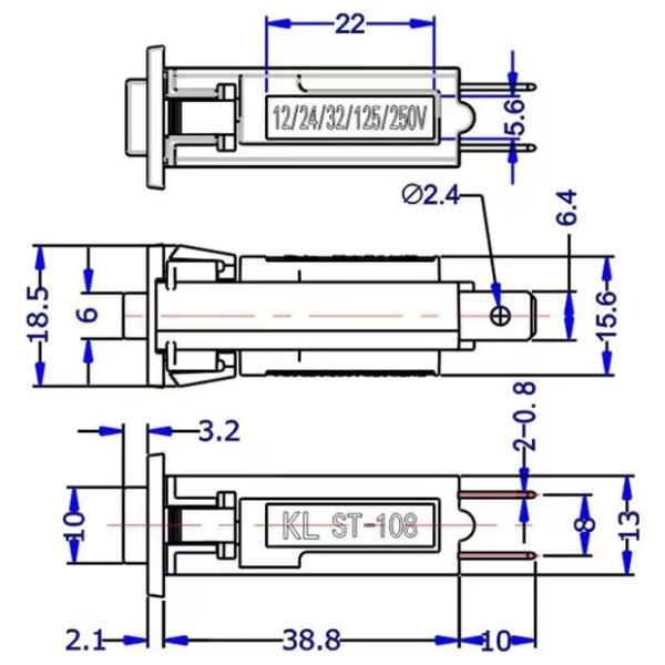 Mini Thermal Resettable Circuit Breaker Overload Electrical Snap-In Push To Reset