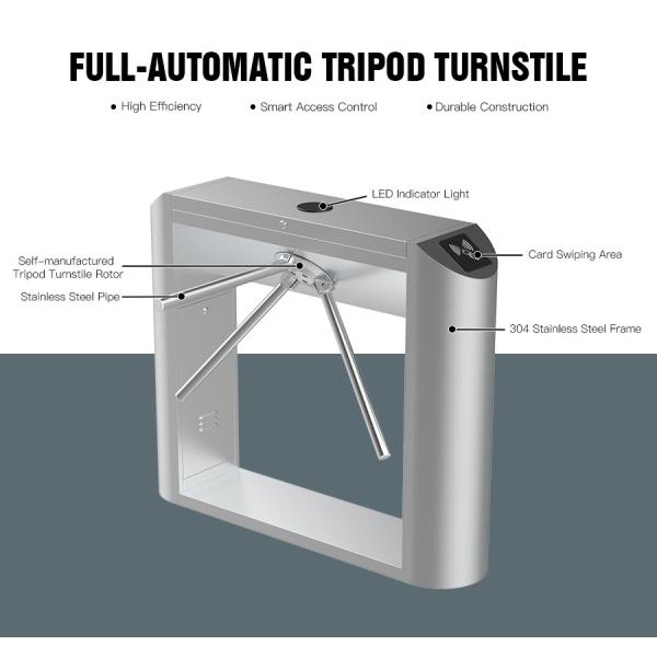 SS304 Stainless Steel Full Automatic Three Arm Tripod Turnstile Gate