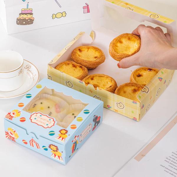 Egg Tart Packaging Cake Boxes With CMYK / Pontone Offsent Printing And Biodegradable Material
